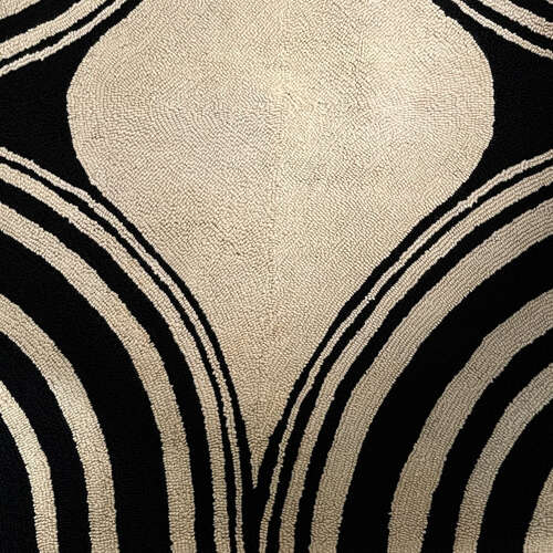 Op Art Rug hand Knotted in Black and White Wool Dutch 1960's