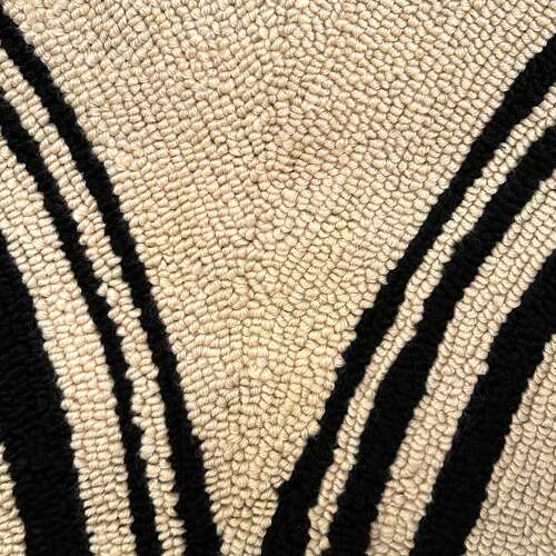 Op Art Rug hand Knotted in Black and White Wool Dutch 1960's