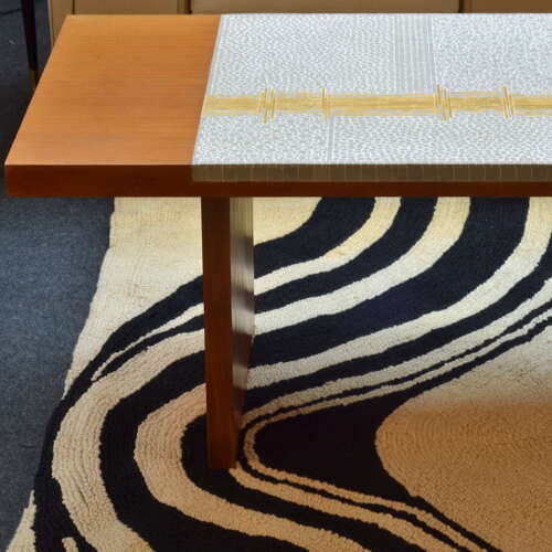 Op Art Rug hand Knotted in Black and White Wool Dutch 1960's