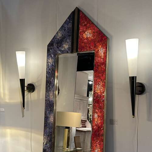Pair of Opaline Glass and Metal Wall Lights the style of Stilnovo Italy 1960's