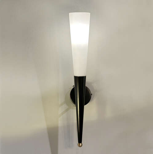 Pair of Opaline Glass and Metal Wall Lights the style of Stilnovo Italy 1960's