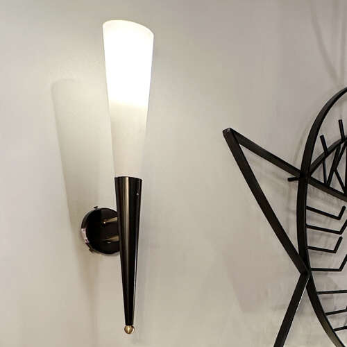 Pair of Opaline Glass and Metal Wall Lights the style of Stilnovo Italy 1960's