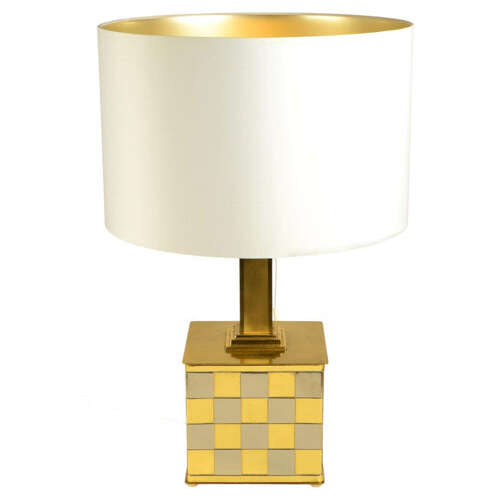 Spadafora Checker Table Lamp base 1in Brass and Chrome 1970's