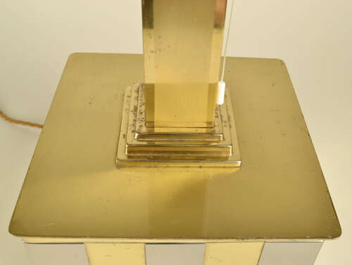 Spadafora Checker Table Lamp base 1in Brass and Chrome 1970's