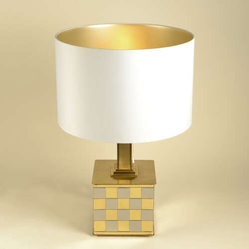 Spadafora Checker Table Lamp base 1in Brass and Chrome 1970's