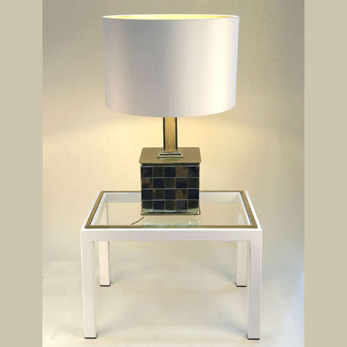 Spadafora Checker Table Lamp base 1in Brass and Chrome 1970's