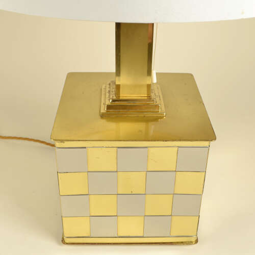 Spadafora Checker Table Lamp base 1in Brass and Chrome 1970's