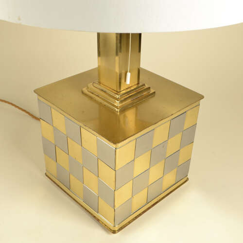 Spadafora Checker Table Lamp base 1in Brass and Chrome 1970's
