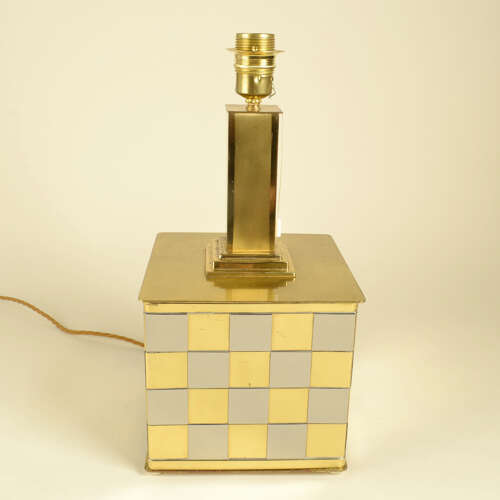 Spadafora Checker Table Lamp base 1in Brass and Chrome 1970's