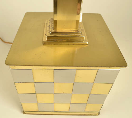 Spadafora Checker Table Lamp base 1in Brass and Chrome 1970's