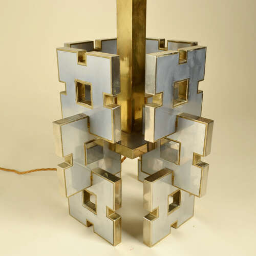 Gaetano Sciolari Geometric Table Lamp Dase 1960's in Brass and Aluminium