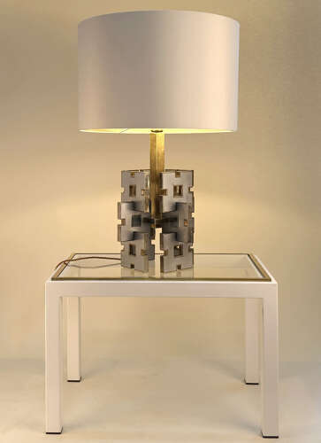 Gaetano Sciolari Geometric Table Lamp Dase 1960's in Brass and Aluminium