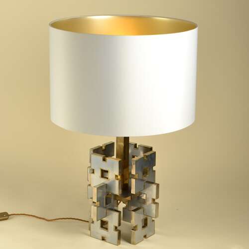 Gaetano Sciolari Geometric Table Lamp Dase 1960's in Brass and Aluminium