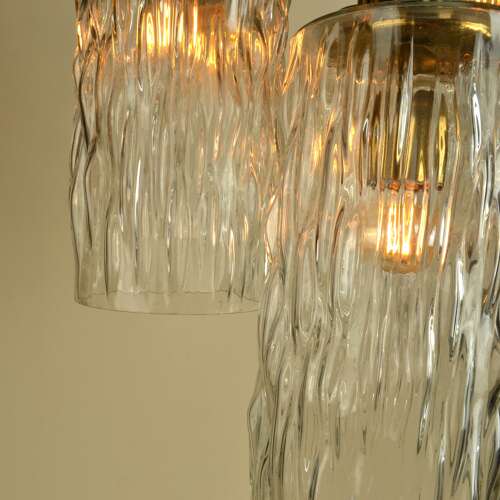 Large five-trier Kalmar 1950's Chandelier Clear Glass Cascading Shades and Brass