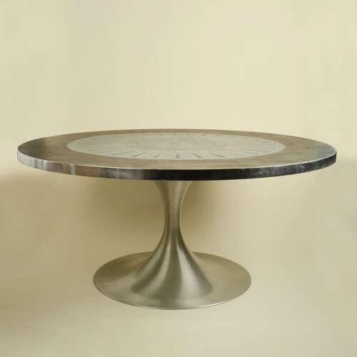 Tulip Coffee Table with Etched Metal and Slate Top by Heinz Lilienthal, 1960's