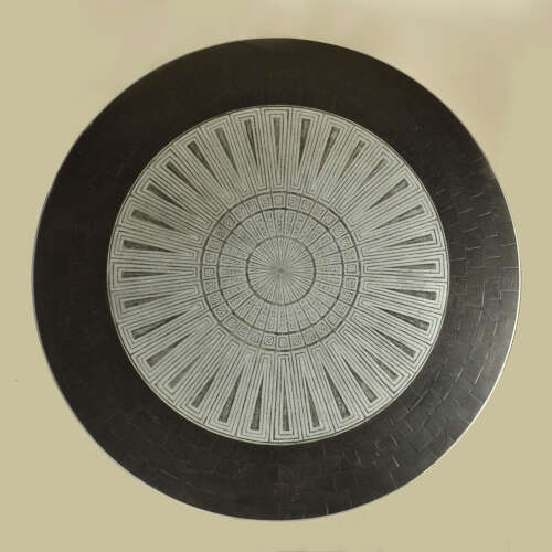 Tulip Coffee Table with Etched Metal and Slate Top by Heinz Lilienthal, 1960's
