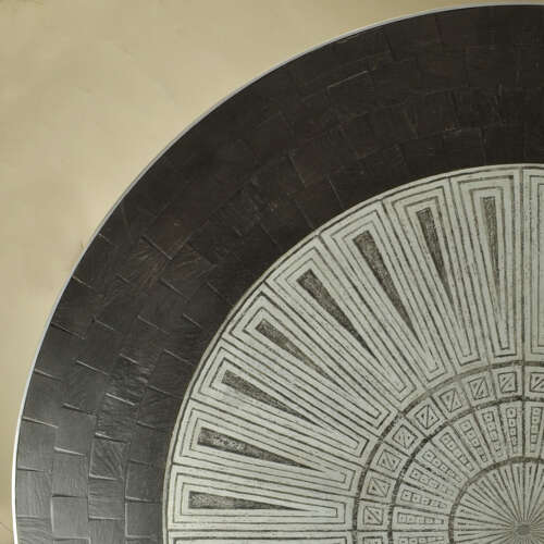 Tulip Coffee Table with Etched Metal and Slate Top by Heinz Lilienthal, 1960's