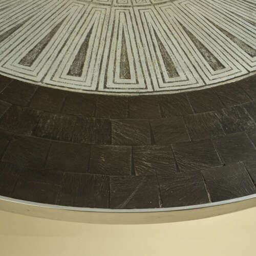 Tulip Coffee Table with Etched Metal and Slate Top by Heinz Lilienthal, 1960's